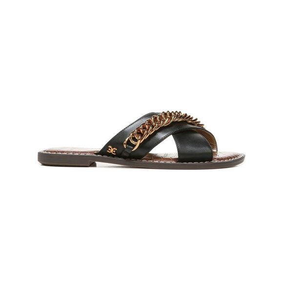 NWT SAM EDELMAN Womens Black Strap Chain Gabrie  Leather Slide Sandals 6.5 M - Picture 3 of 5